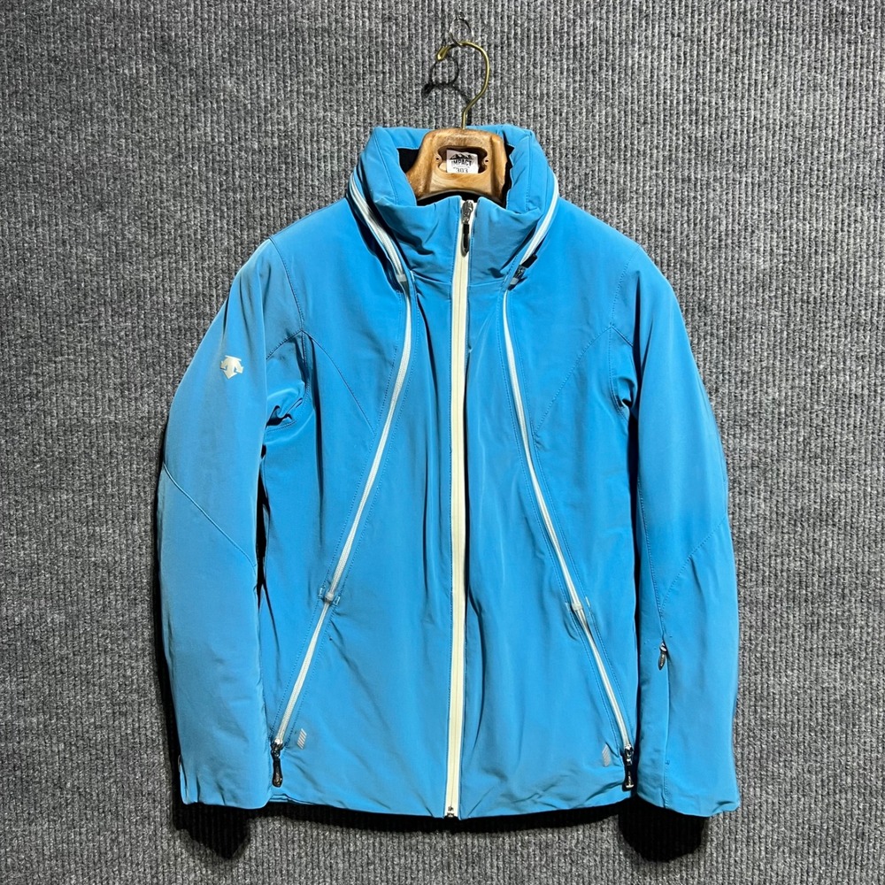 Descente Ski Jacket Womens 4 Blue Ion-Bodies Insulated Hooded Coat Snowboard Ski